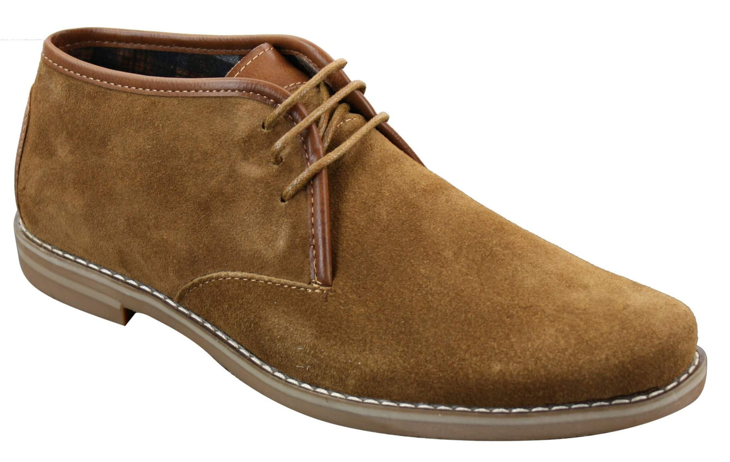 Elong K16 Mens Suede Low Ankle Chelsea Boots Laced Dessert Chukka Shoes Leather Inner Camel