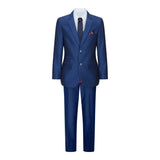 Boys 3 Piece Shiny Blue Wedding Party Suit Tailored Fit Smart Formal
