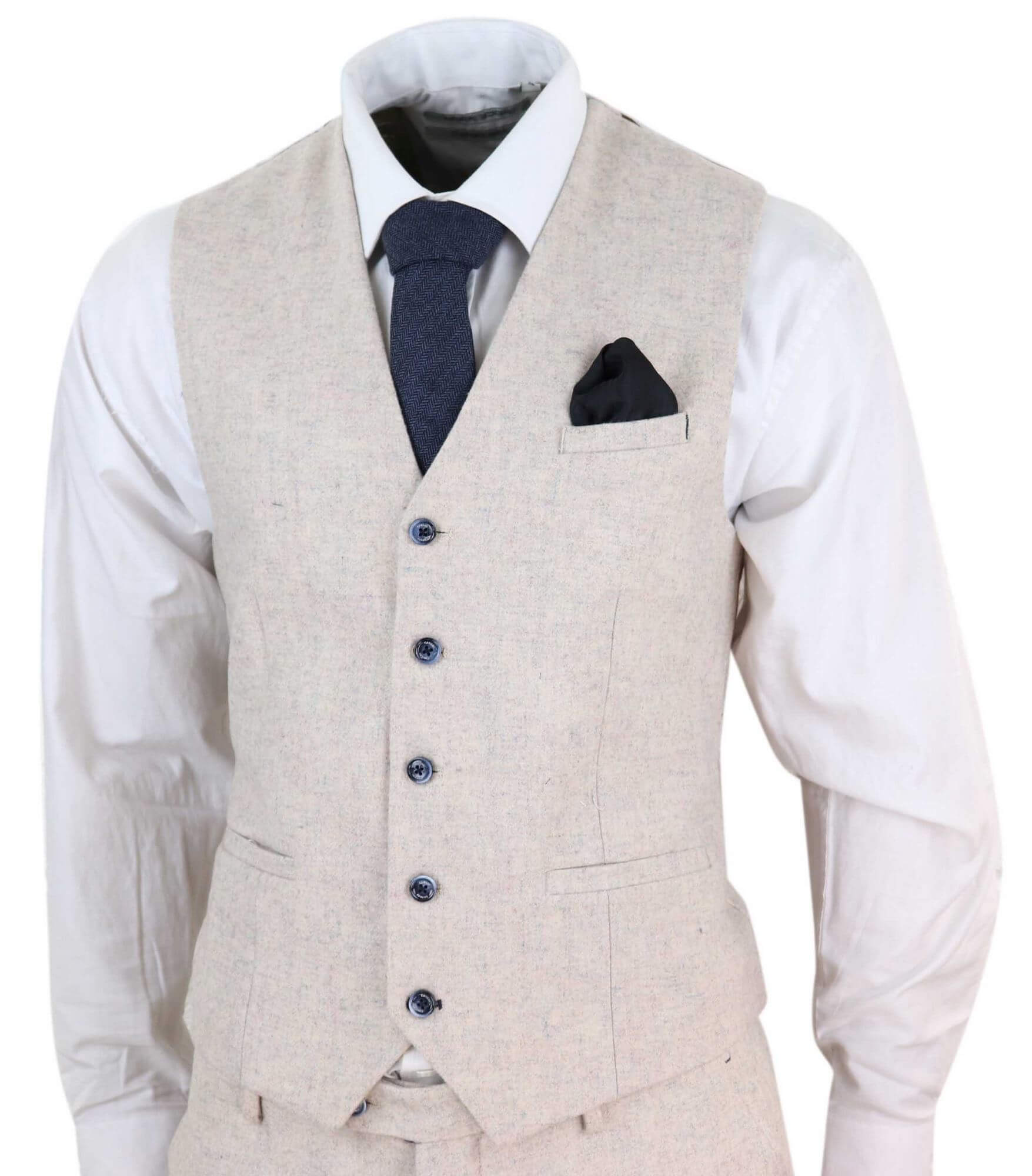 Mens Cream Vintage 3 Piece Suit
