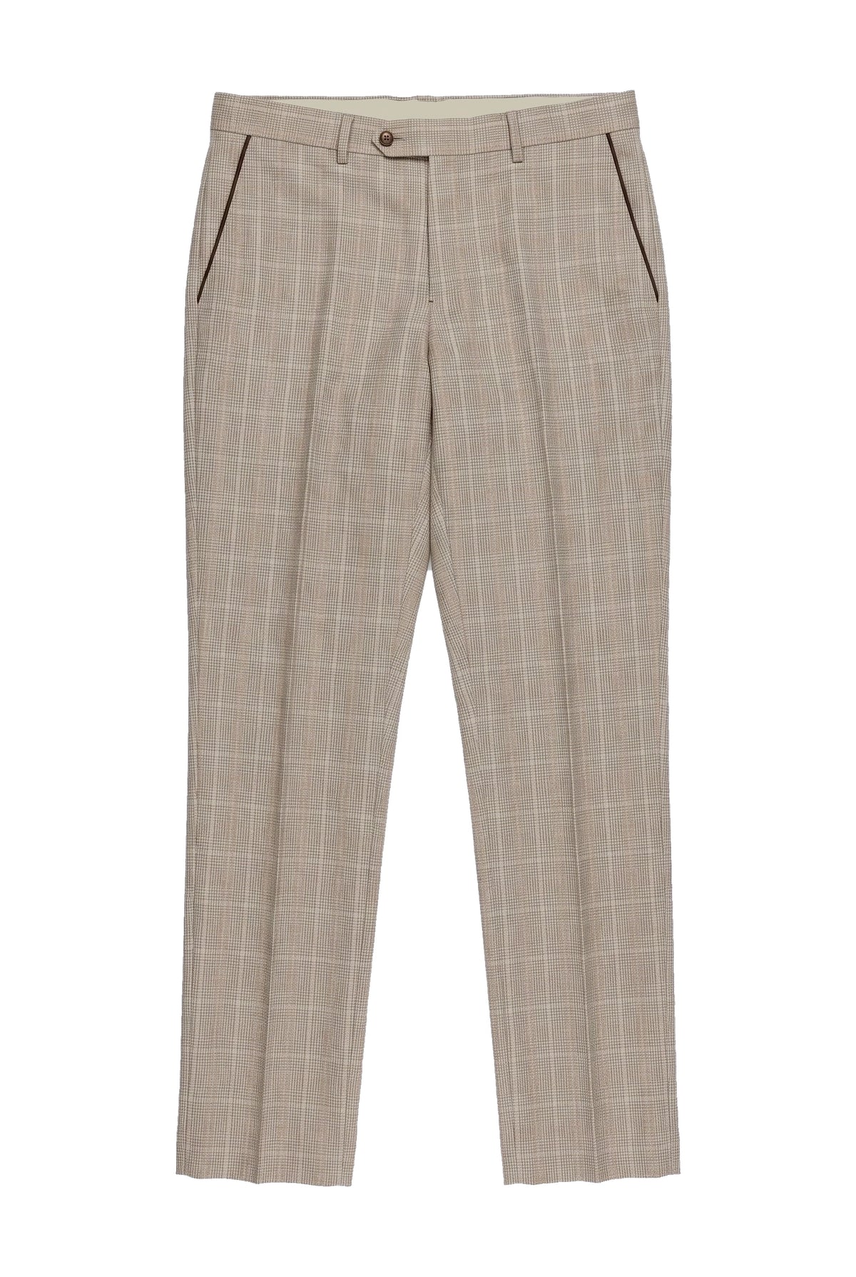 Leo - Beige karierte Hose für Herren