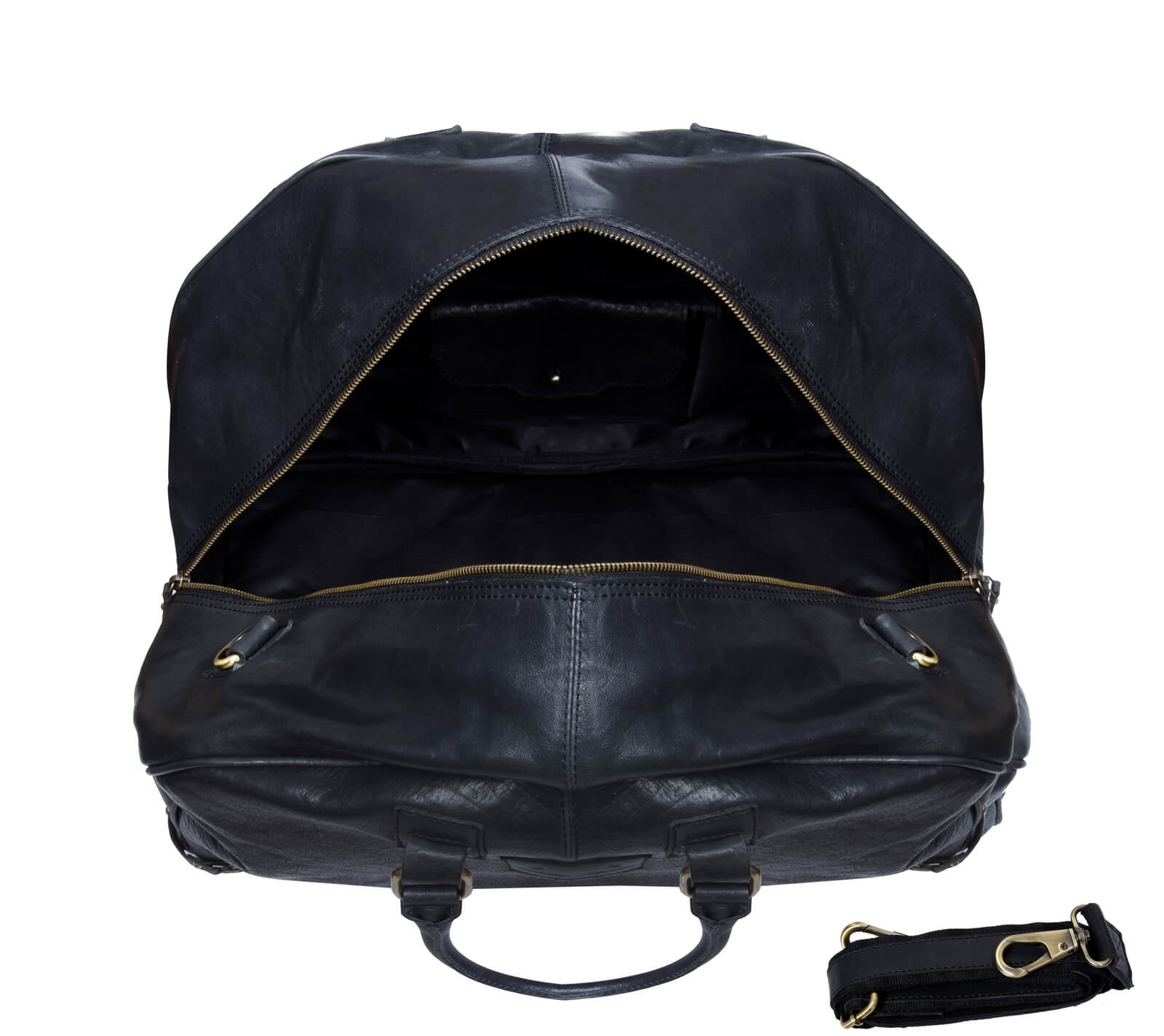 Mens Hand Made Real Leather Travel Bag - Black