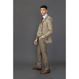 Liam - Men's 3 Piece Brown Checked Suit
