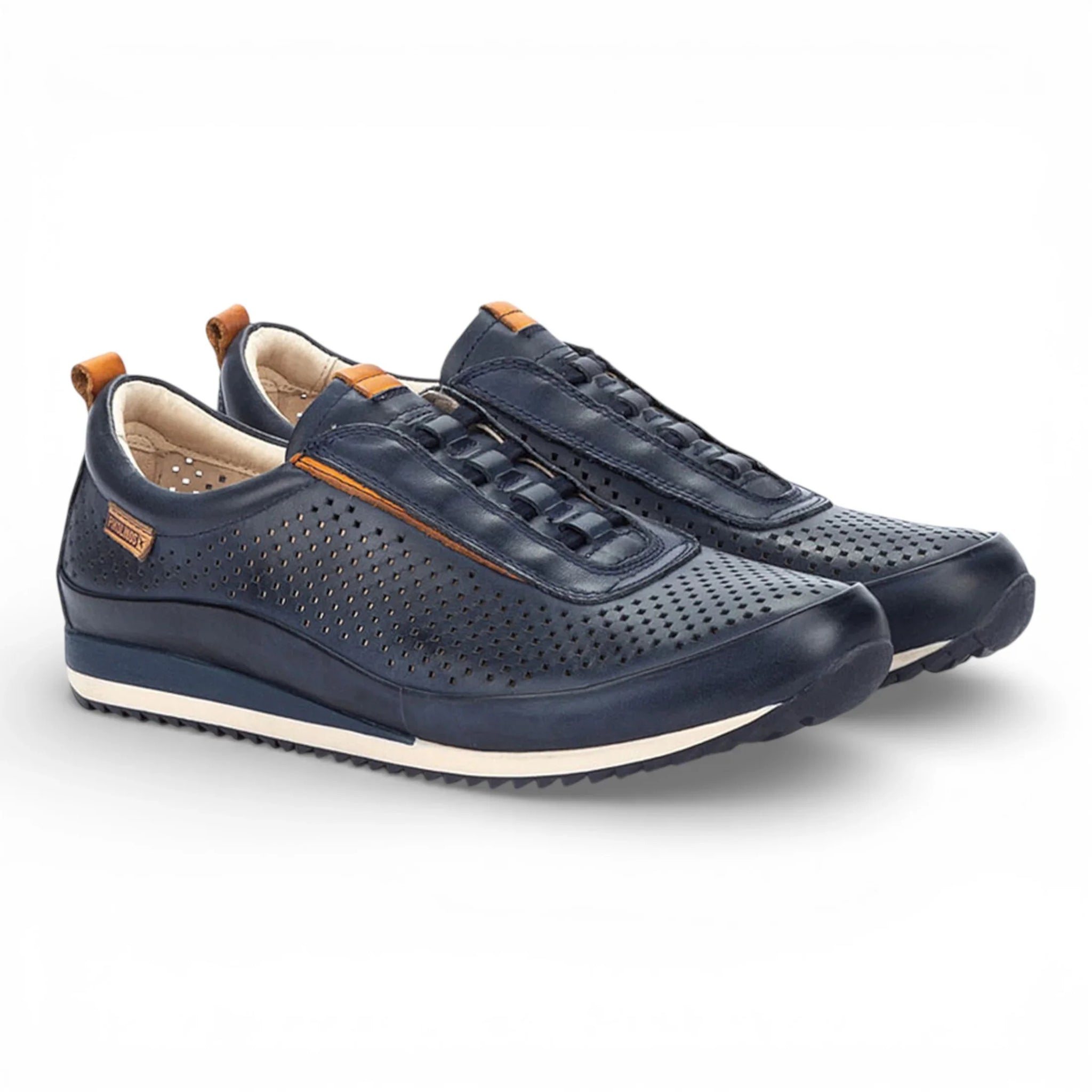 Liverpool – Blaue Herren-Sneaker aus Leder mit elastischem Einsatz