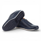 Liverpool – Blaue Herren-Sneaker aus Leder mit elastischem Einsatz