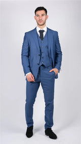 Mens Classic Light Blue 3 Piece Suit Slim Fit Vintage Retro Smart Formal Wedding