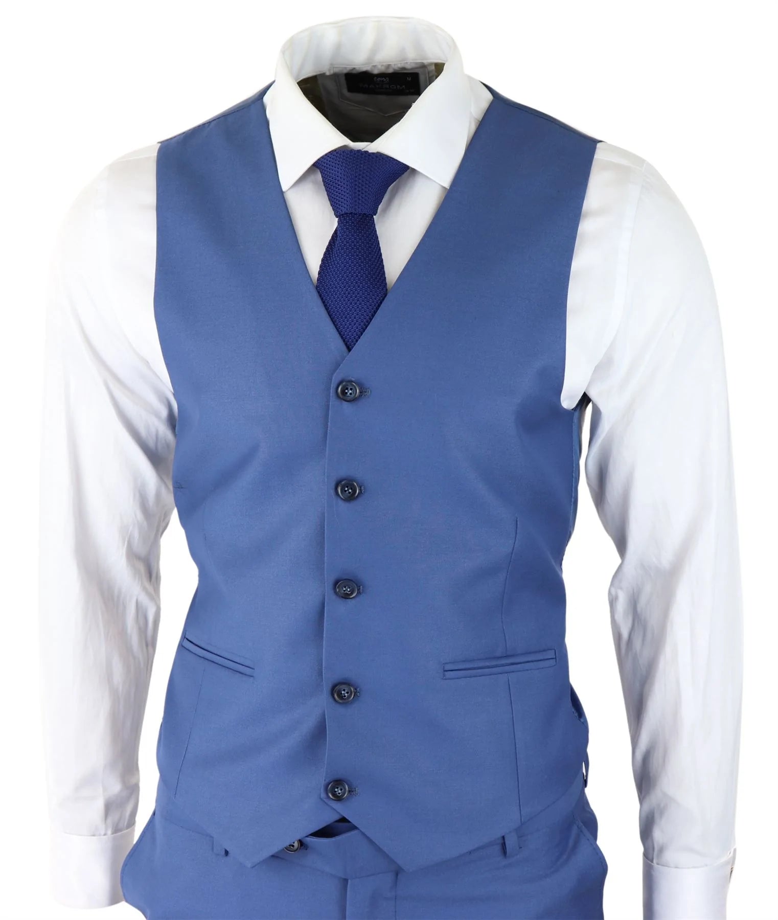 Mens Classic Light Blue 3 Piece Suit Slim Fit Vintage Retro Smart Formal Wedding