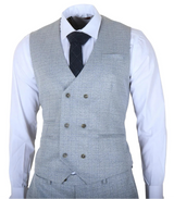 Luis – Hellblauer karierter Herrenanzug, Slim Fit, 3-teilig