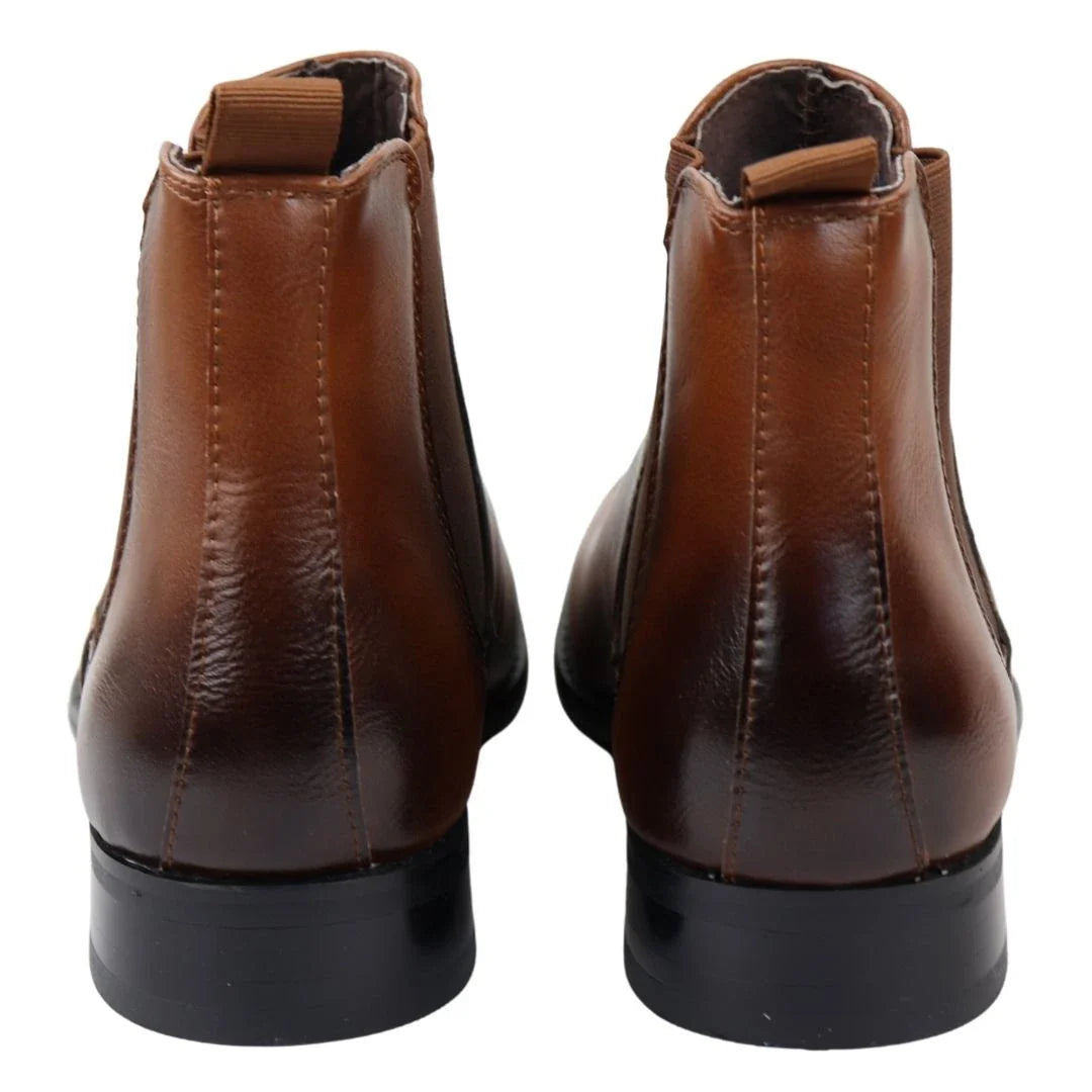 Men's Chelsea Slip On Tan Ankle Boots