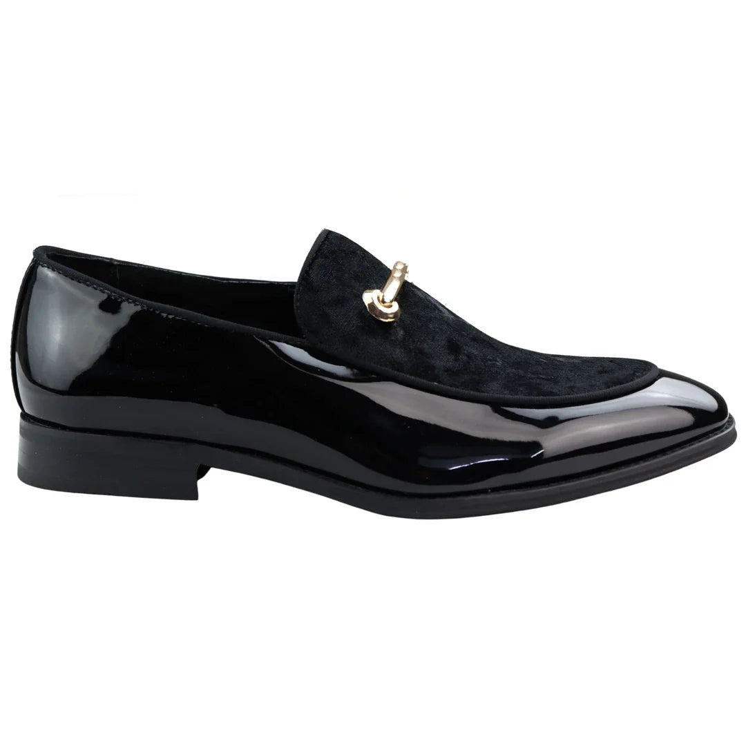 Men's Moccasin Loafers Shoes Leather Black Lined Slip On Velvet Smart Formal Shoe