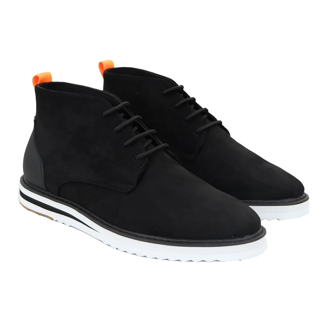 Men's Lace Up Suede Desert Black Boots