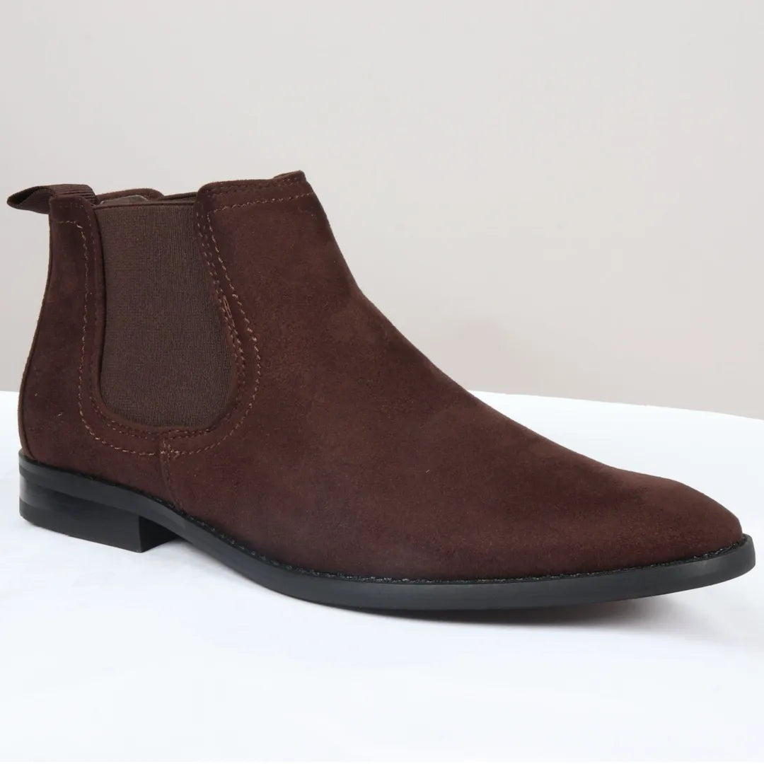 Men's Slip On Brown Suede Leather Lined Chelsea Boots