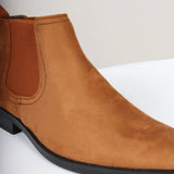 Men's Slip On Tan Brown Suede Leather Lined Chelsea Boots