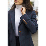 Madrid – Damenblazer aus marineblauem Tweed in taillierter Passform