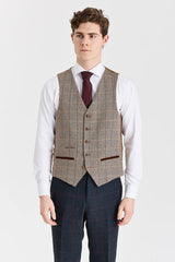 Madrid Navy Anzug mit kontrastierender Harris Brown Tweed-Weste