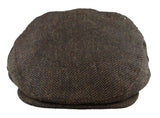 Men's Flat Cap Wool Herringbone Brown Tweed Classic 1920s Unisex Del Boy