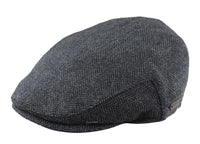 Men's Flat Cap Wool Herringbone Charcoal Tweed Classic 1920s Unisex Del Boy