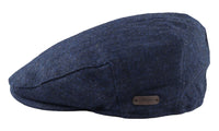 Men's Flat Cap Wool Herringbone Navy Tweed Classic 1920s Unisex Del Boy