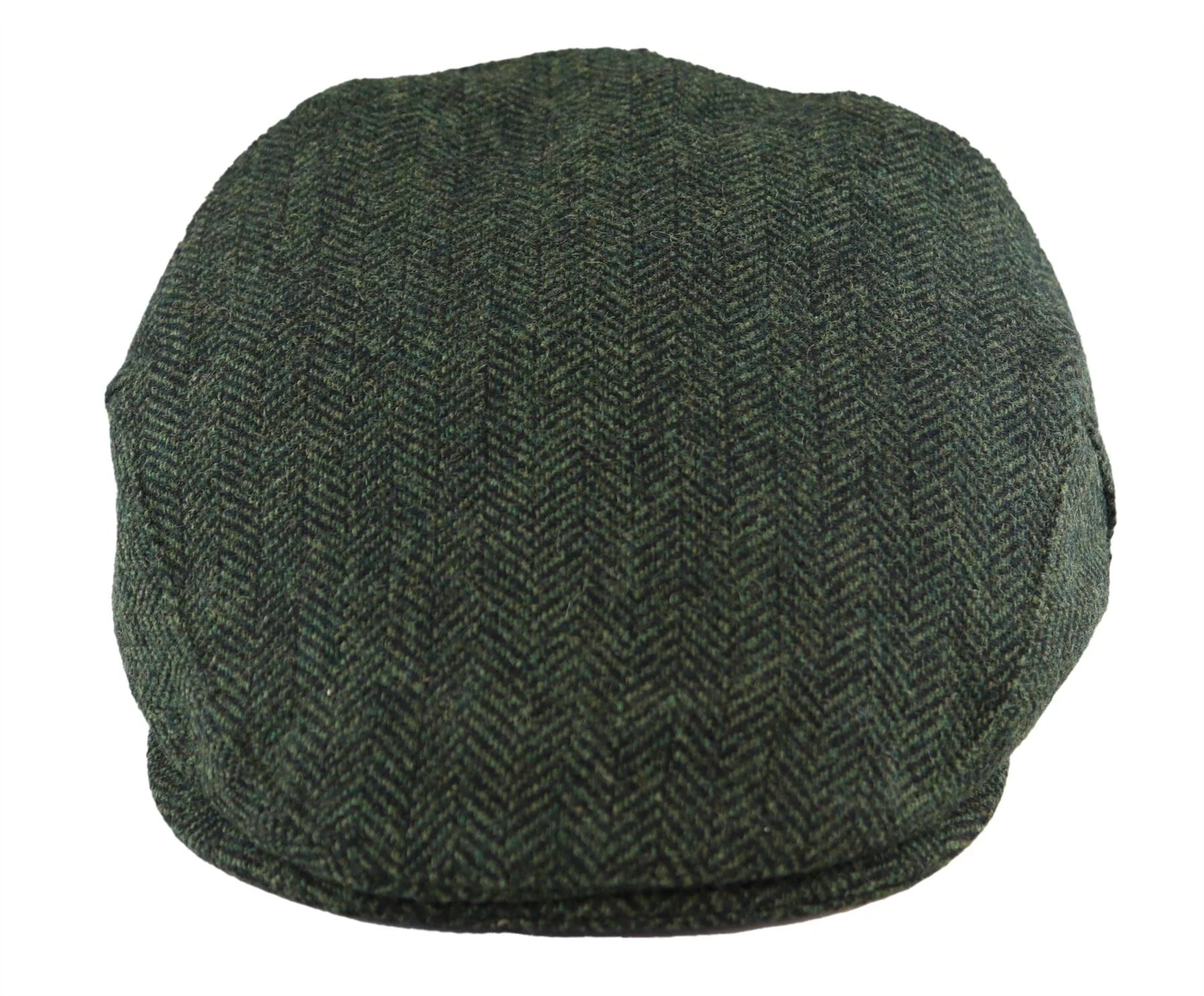 Men's Flat Cap Wool Herringbone Olive Tweed Classic 1920s Unisex Del Boy