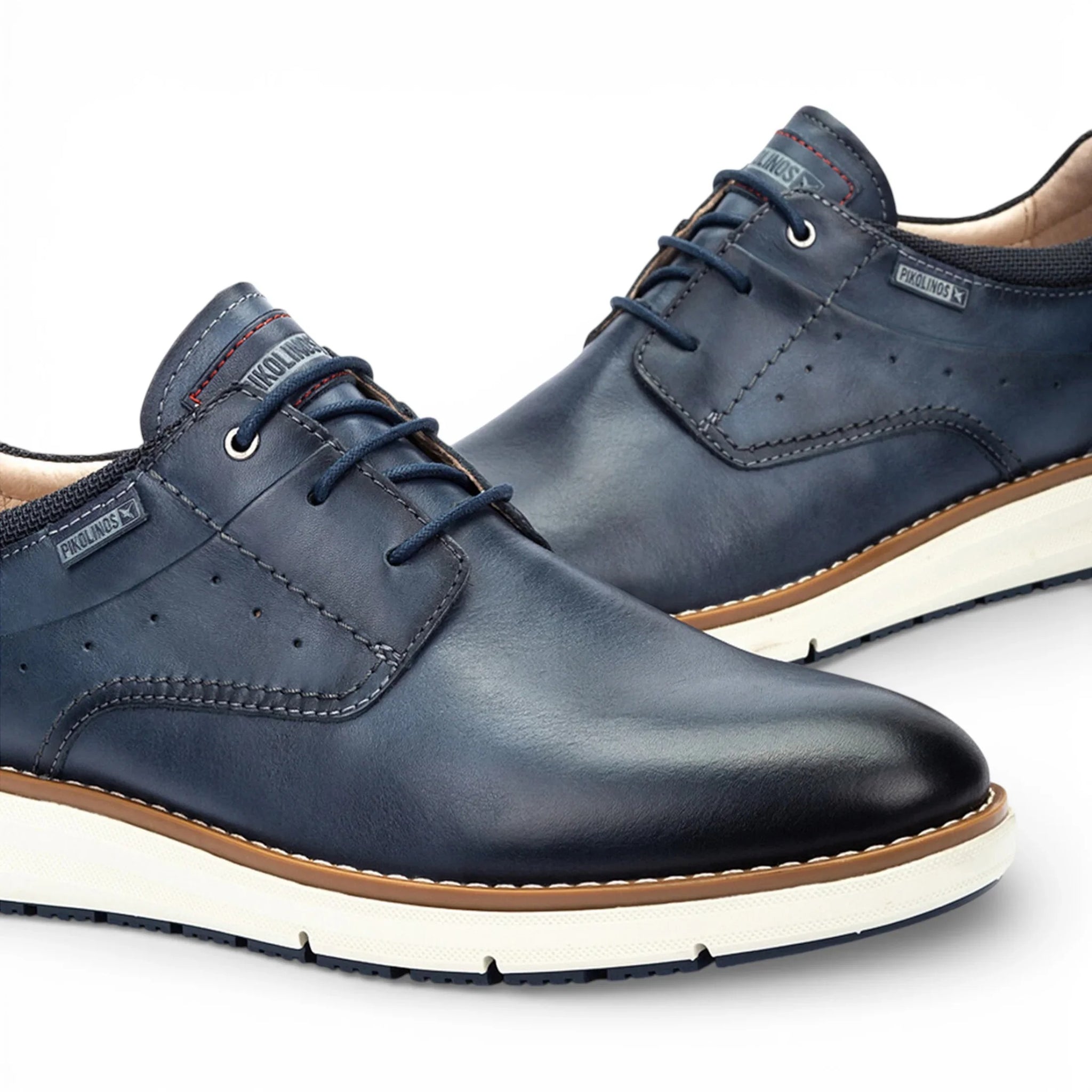 Manacor – Blaue Herren-Sneaker aus Leder mit Schnürung