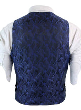 Mens Double Breasted Felt Tweed Vintage Retro Classic Waistcoat Slim Fit Herringbone-Melton DBC Blue