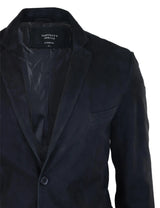 Mens Genuine Suede Blazer Style Jacket Leather Mens Classic VIntage Smart Casual Black