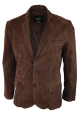 Mens Genuine Suede Blazer Style Jacket Leather Mens Classic VIntage Smart Casual Brown