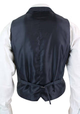 Cavani Martez - Mens Herringbone Tweed Gatsby Peaky Blinders Classic Double Breasted Waistcoat - Blue