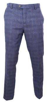 Matteo - Men's Blue Check Trousers