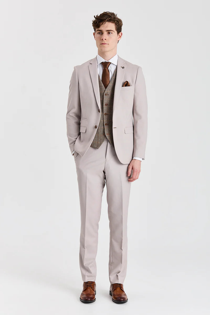 Mayfair Stone Anzug mit strukturierter Oberfläche und Harris Brown Tweed-Weste