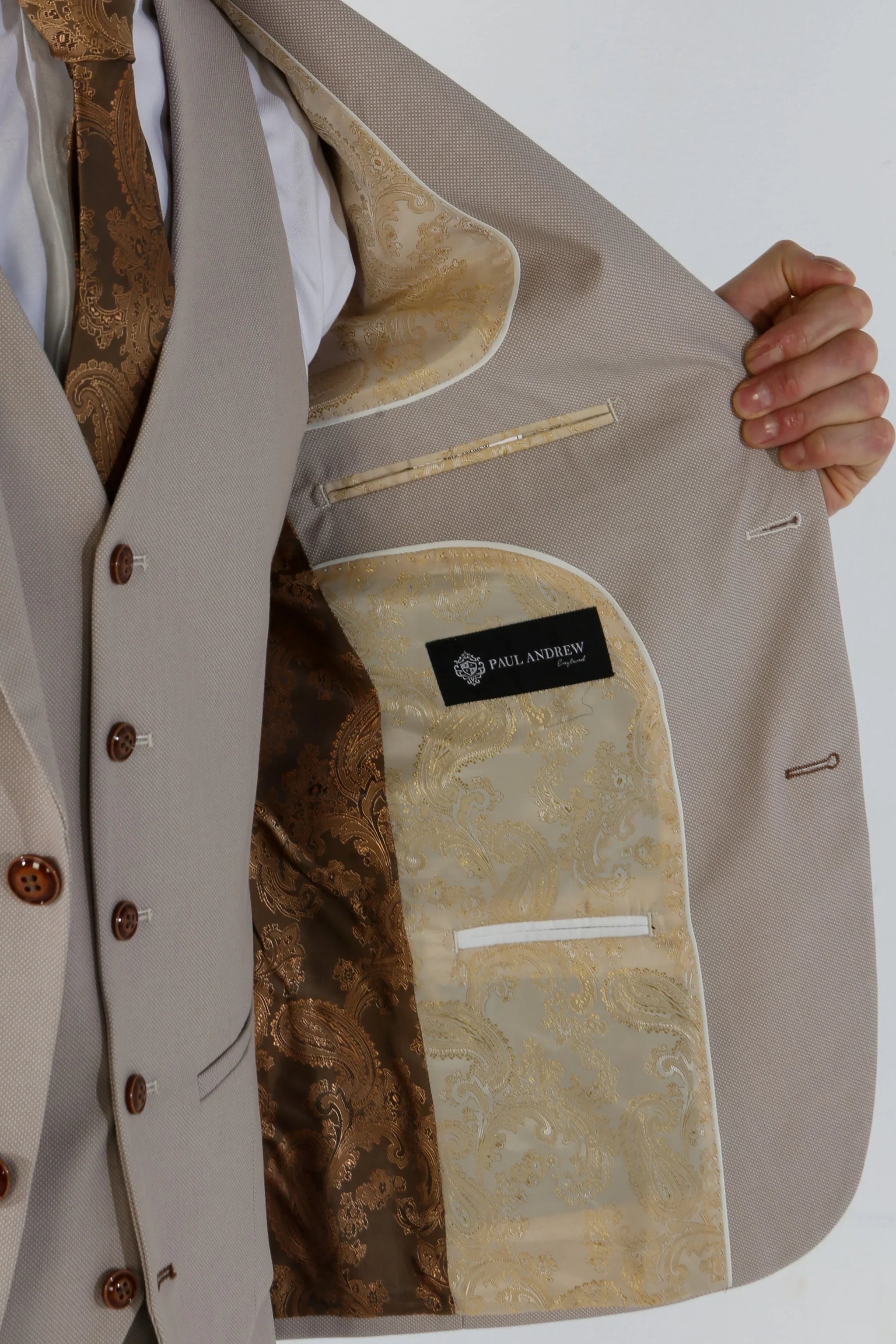 Mayfair - Men's Beige Birdseye Tailored Fit Blazer
