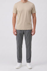 Beige Herren-T-Shirt aus klassischem Baumwollmischgewebe