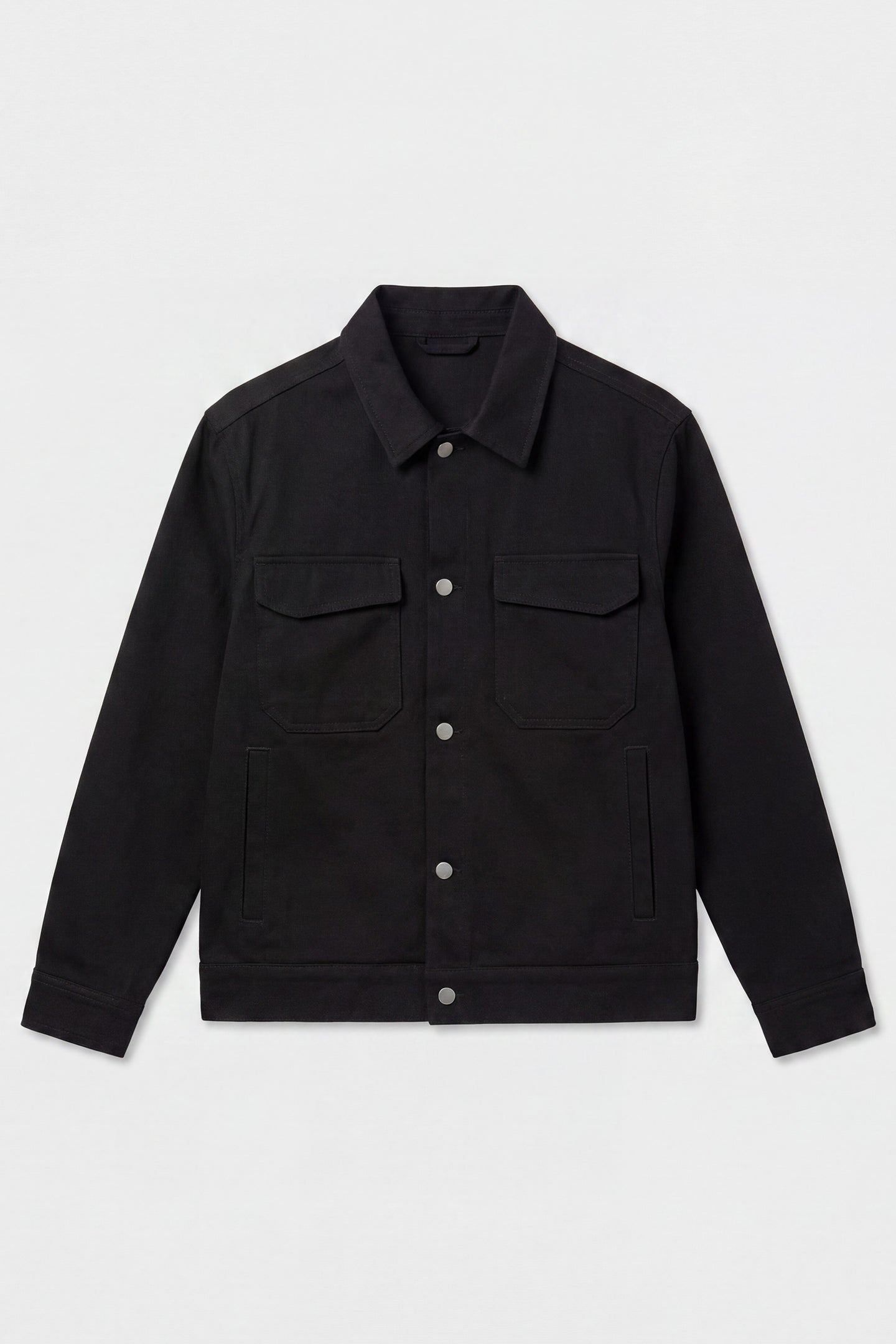 Schwarze Herren-Twilljacke aus Baumwolle - Trucker-Overshirt