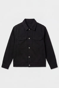 Schwarze Herren-Twilljacke aus Baumwolle - Trucker-Overshirt