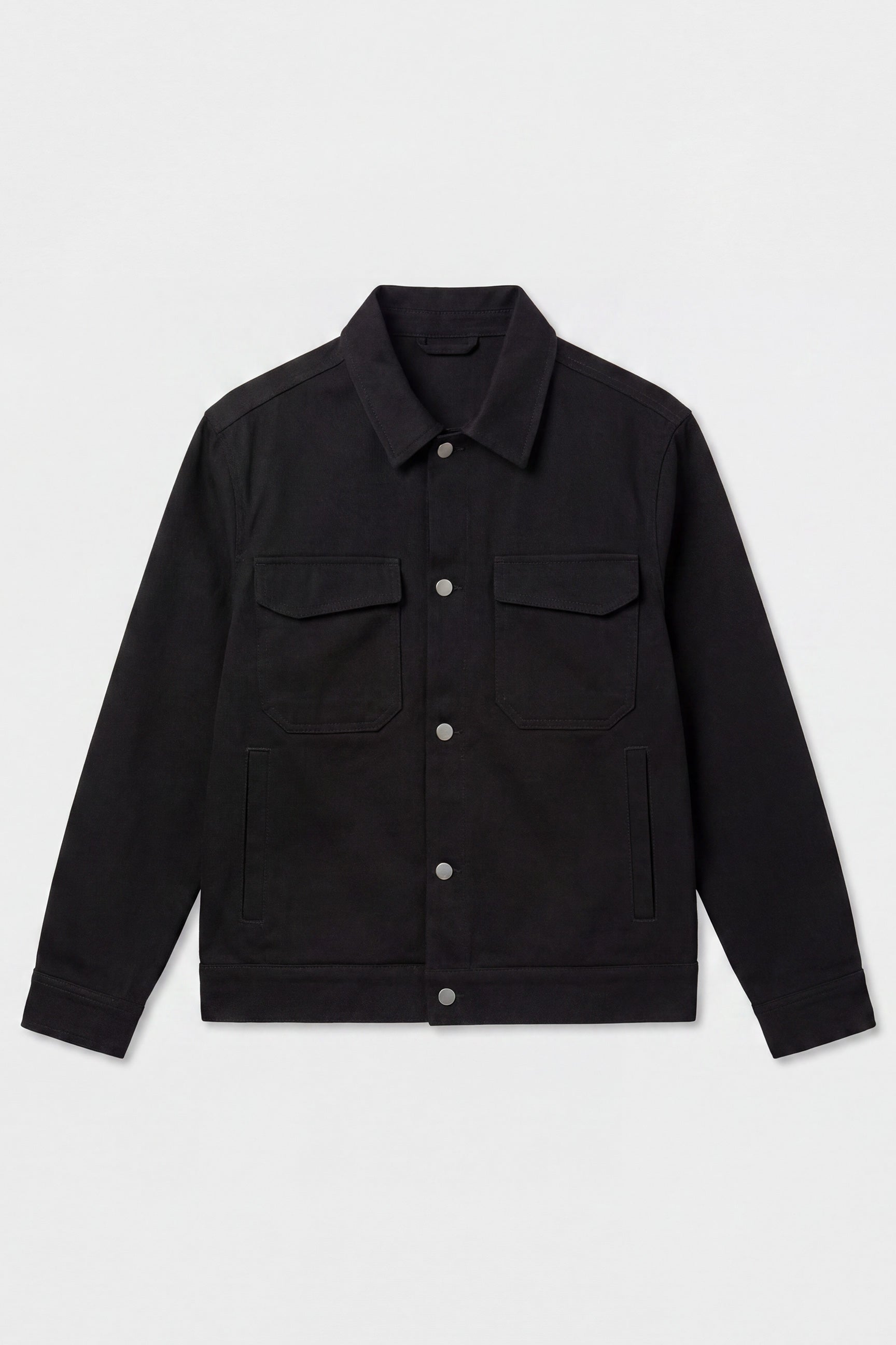 Schwarze Herren-Twilljacke aus Baumwolle - Trucker-Overshirt