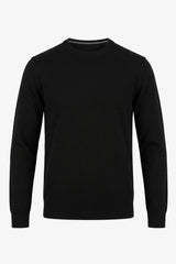 Schwarzer Herren-Strickpullover mit Rundhalsausschnitt aus Acryl