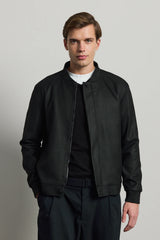 Schwarze, minimalistische, elegante Bomberjacke für Herren