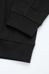 Schwarzer Herren-Pullover mit Viertelreißverschluss und Stehkragen aus Baumwollmischgewebe