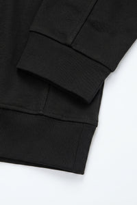 Schwarzer Herren-Pullover mit Viertelreißverschluss und Stehkragen aus Baumwollmischgewebe