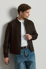 Braune, minimalistische, elegante Bomberjacke für Herren