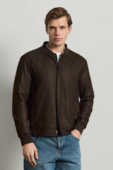 Braune, minimalistische, elegante Bomberjacke für Herren