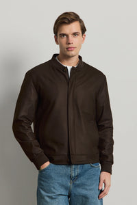 Braune, minimalistische, elegante Bomberjacke für Herren