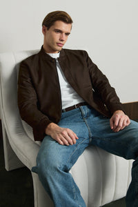Braune, minimalistische, elegante Bomberjacke für Herren