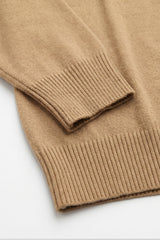 Herren-Strickpullover in Kamelbraun mit Rundhalsausschnitt, normale Passform