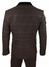 Men's Dark Brown Tweed Suit - Cavani Tommy