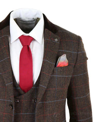 Men's Dark Brown Tweed Suit - Cavani Tommy