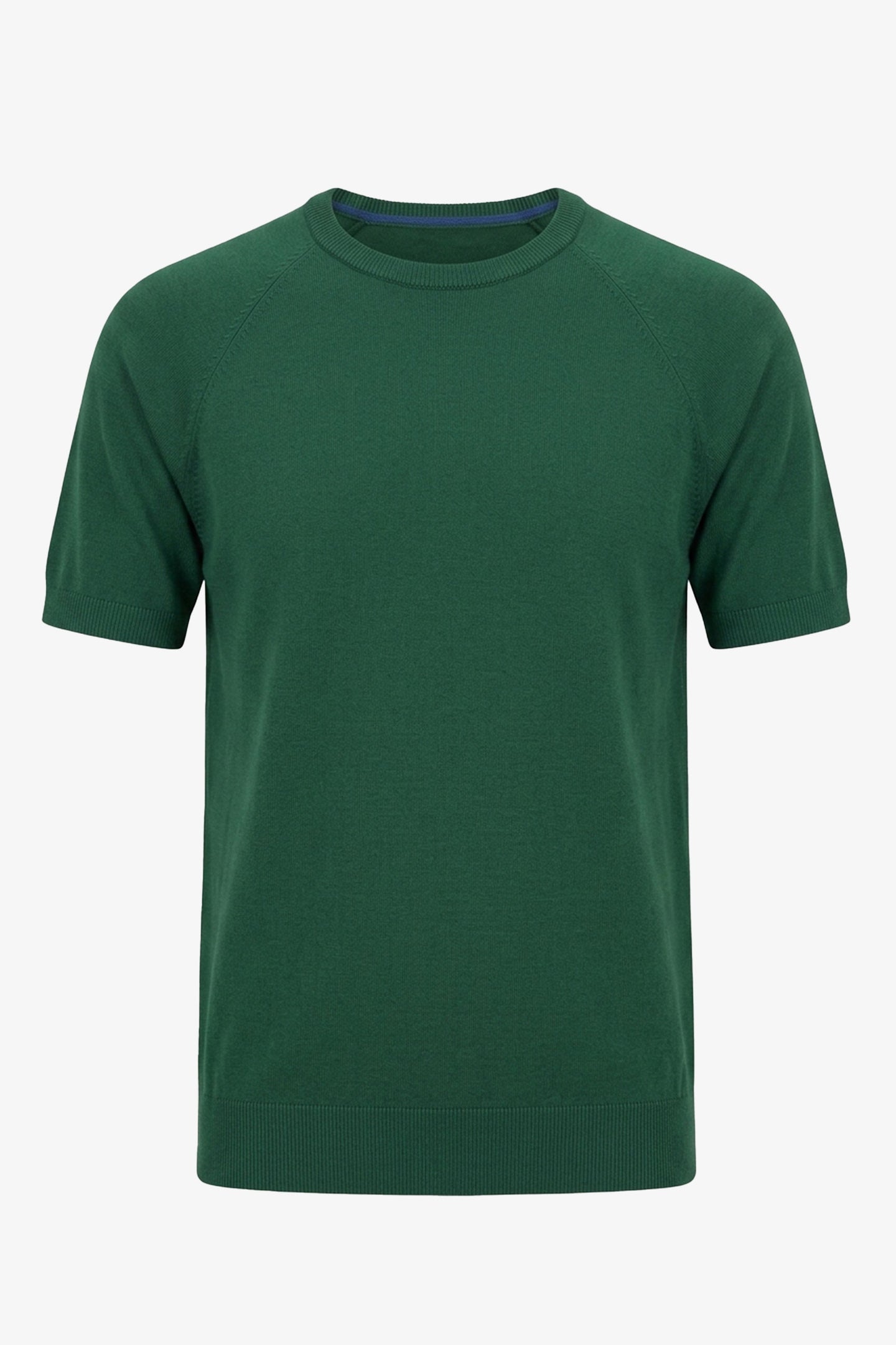 Grünes, klassisches Strick-T-Shirt für Herren, Kurzarm, Rundhalsausschnitt