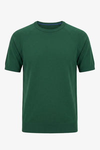 Grünes, klassisches Strick-T-Shirt für Herren, Kurzarm, Rundhalsausschnitt
