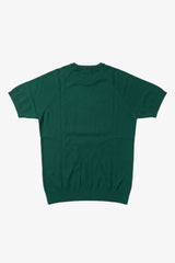 Grünes, klassisches Strick-T-Shirt für Herren, Kurzarm, Rundhalsausschnitt