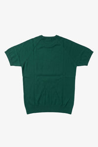 Grünes, klassisches Strick-T-Shirt für Herren, Kurzarm, Rundhalsausschnitt