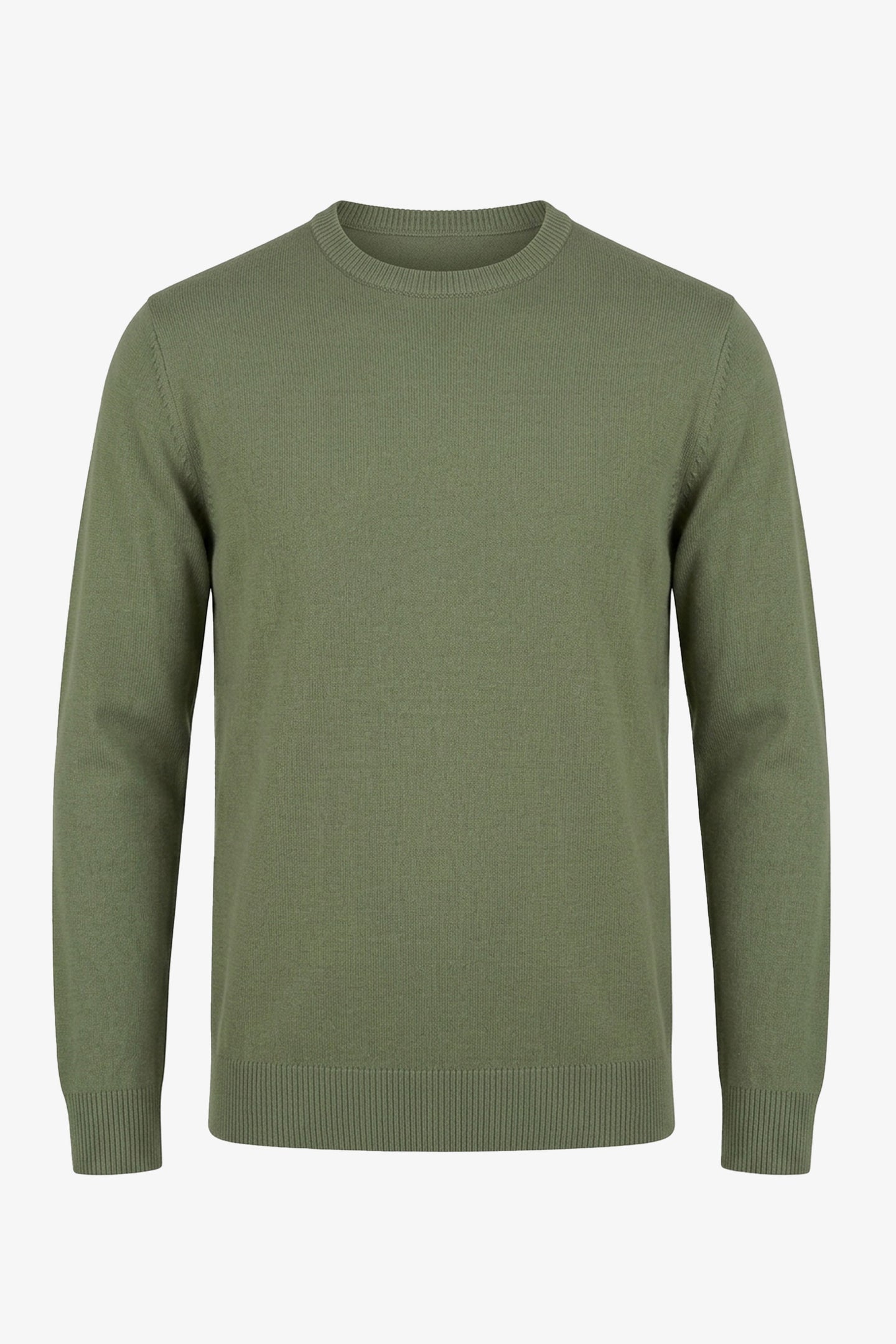 Grüner Herren-Strickpullover mit Rundhalsausschnitt, normale Passform
